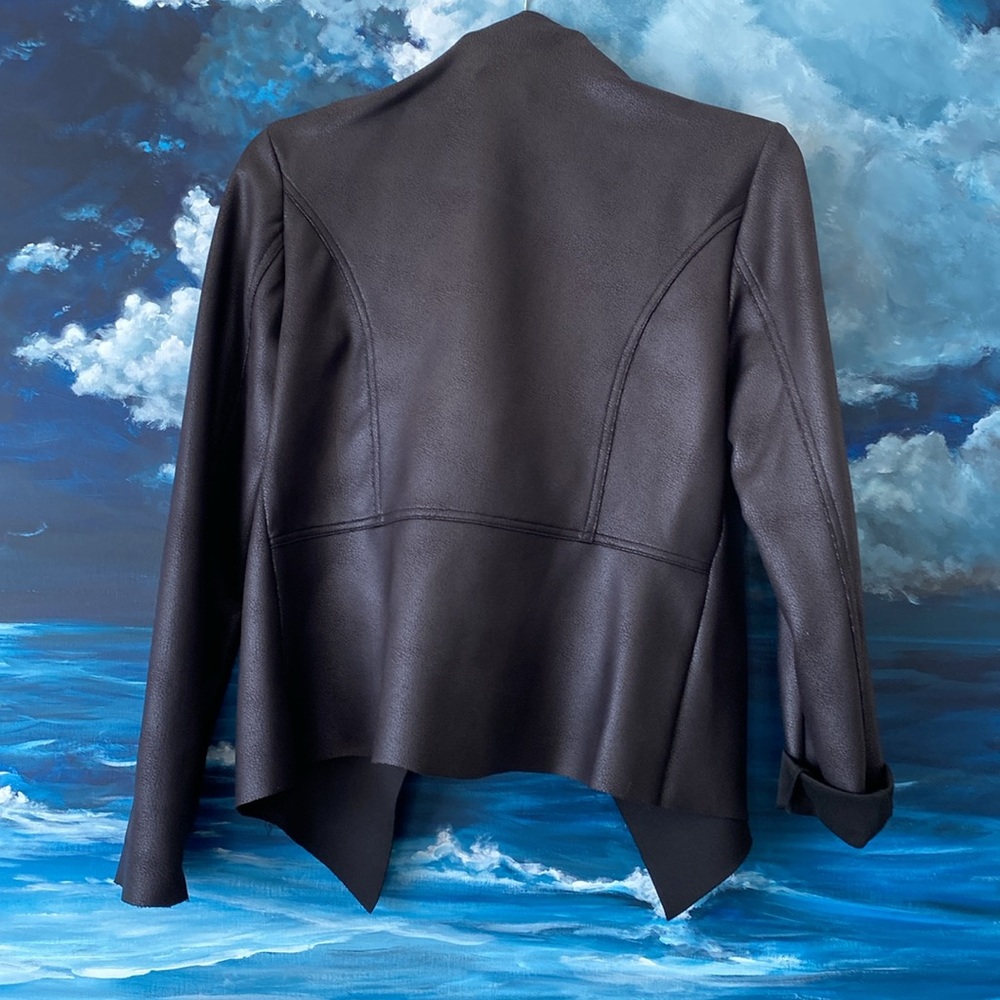 Faux Leather Drape Front Jacket - image 5